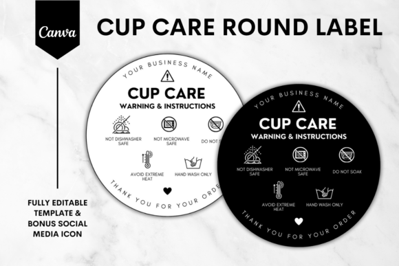 Cup Care Round Sticker Canva Template 4: Simplify Your Packaging