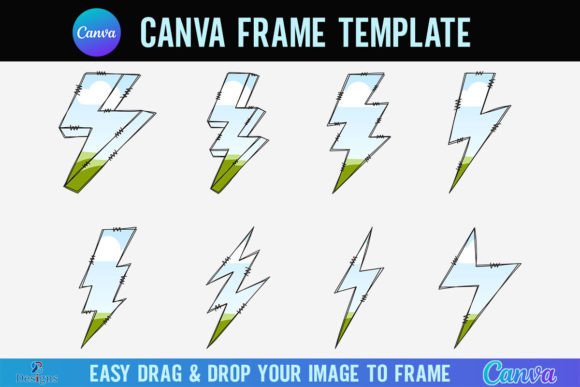 Doodle Lightning Bolt Canva Frame Flash