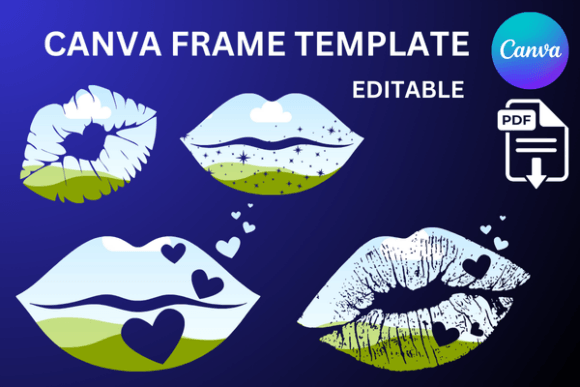 Mouth Kiss Lips Canva Frames: A Creative Design Asset